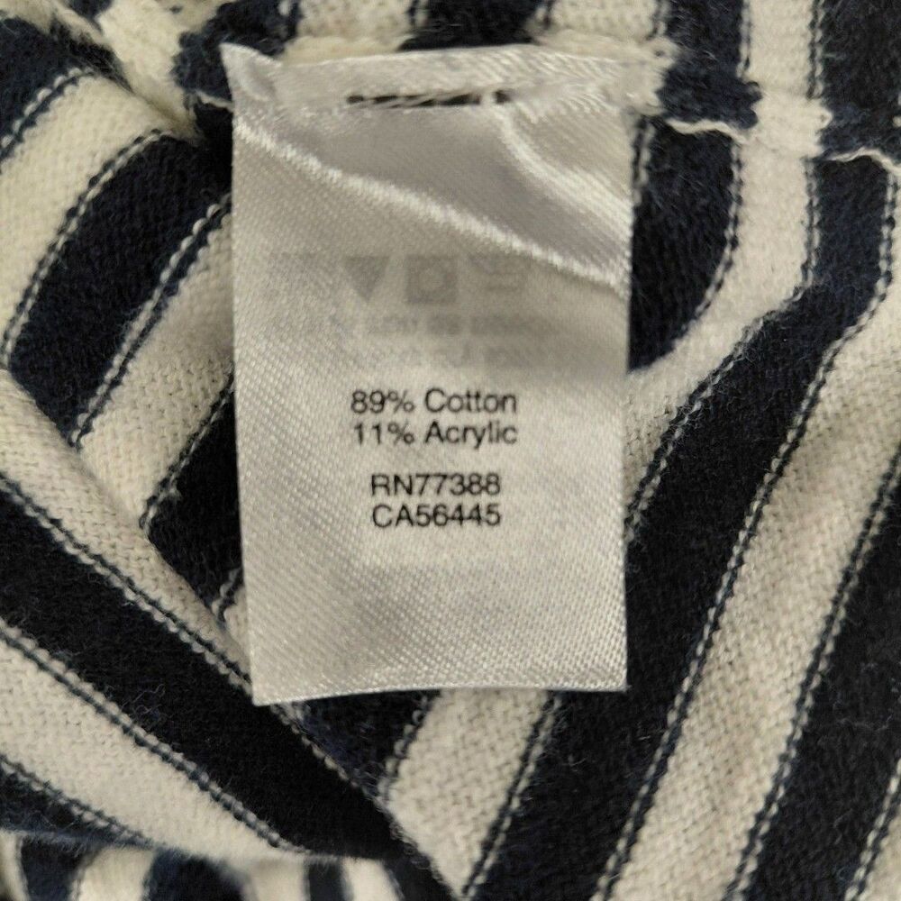 J.Crew white/navy stripe tie front LS cotton sweater with rolled hems Size M - Picture 8 of 8